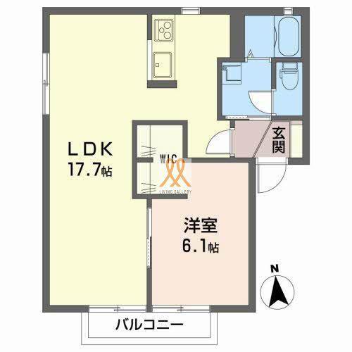 サンテラスB(1LDK/1階)の間取り写真
