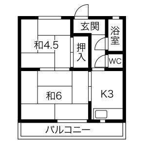 扇ハイツ(2K/2階)の間取り写真