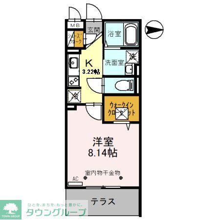 レーヴ・シェソワ(1K/1階)の間取り写真
