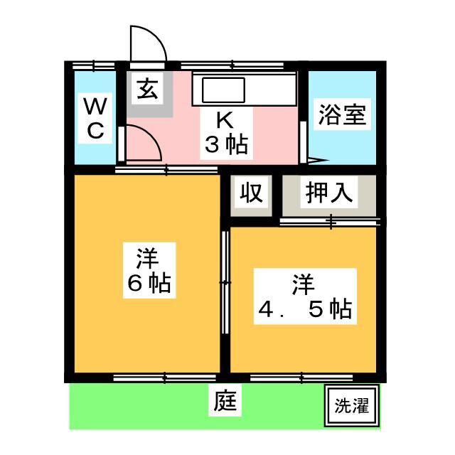 コーポ静東II(2K/1階)の間取り写真