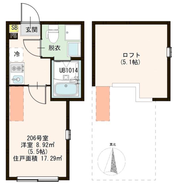 ZEN GARDEN APARTMENT(ワンルーム/2階)の間取り写真