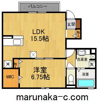 ル リアン(1LDK/1階)の間取り写真