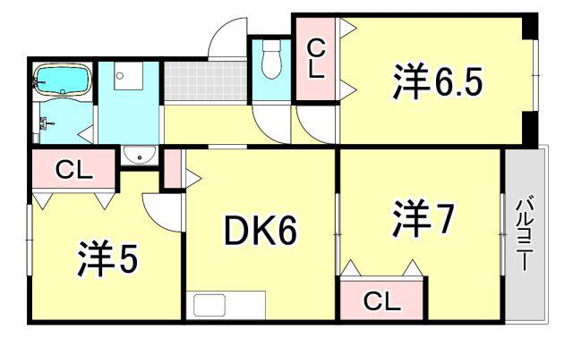 ブランユーカリ(3DK/1階)の間取り写真
