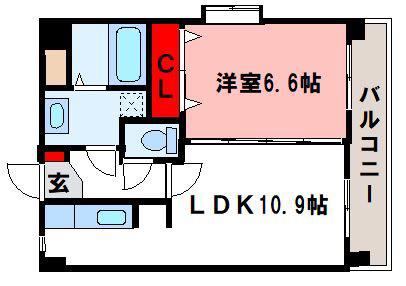 ハイムK.I二日市駅前(1LDK/4階)の間取り写真