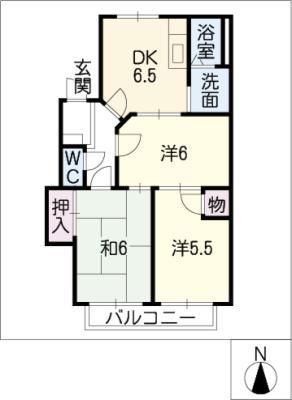 ラ・ルミエールM2(3DK/2階)の間取り写真