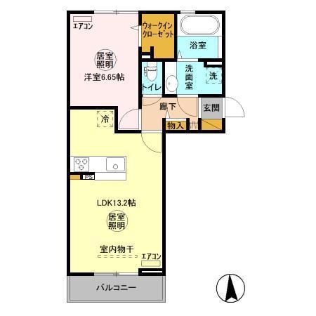 アセット木更津(1LDK/2階)の間取り写真