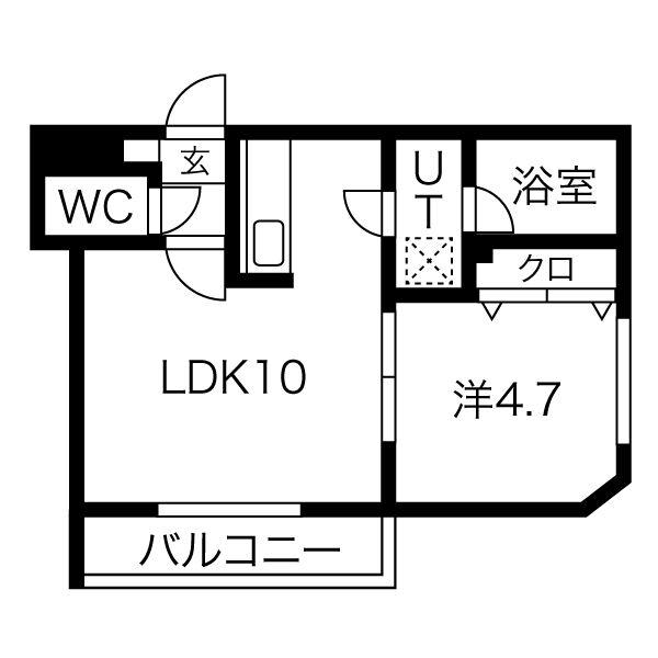 オルセー北17条(1LDK/1階)の間取り写真