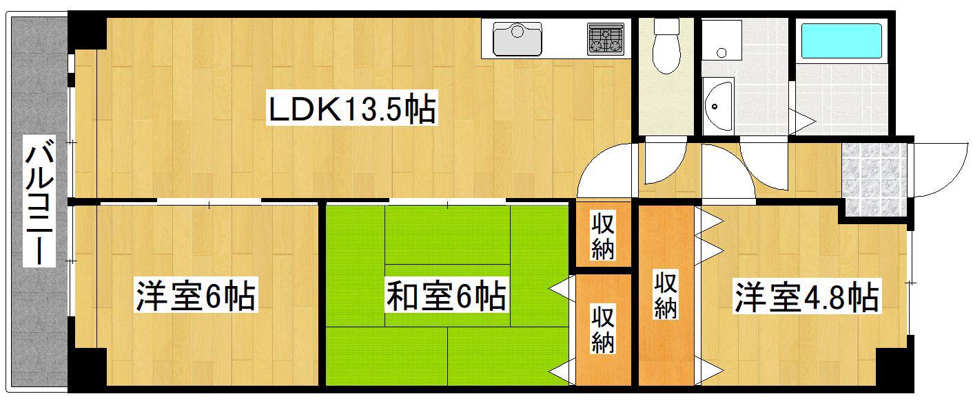 シャルマンコーポ草津(3LDK/9階)の間取り写真