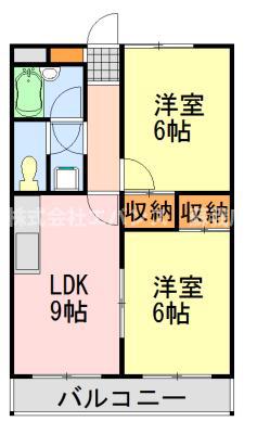 鵜の森ビル(2LDK/3階)の間取り写真