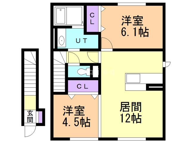 ユカレリ ハレ(2LDK/2階)の間取り写真