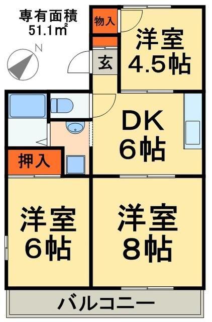 斉藤ハイツ(3DK/2階)の間取り写真