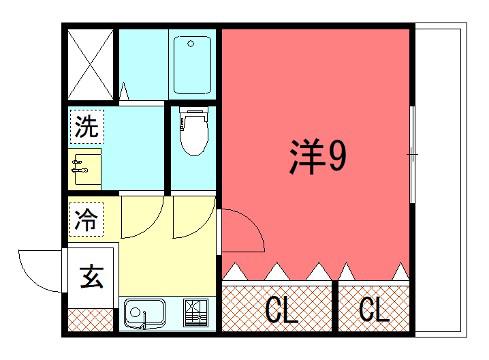 CROSS.BLDII(1K/4階)の間取り写真