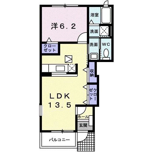 グランデムツミA(1LDK/1階)の間取り写真
