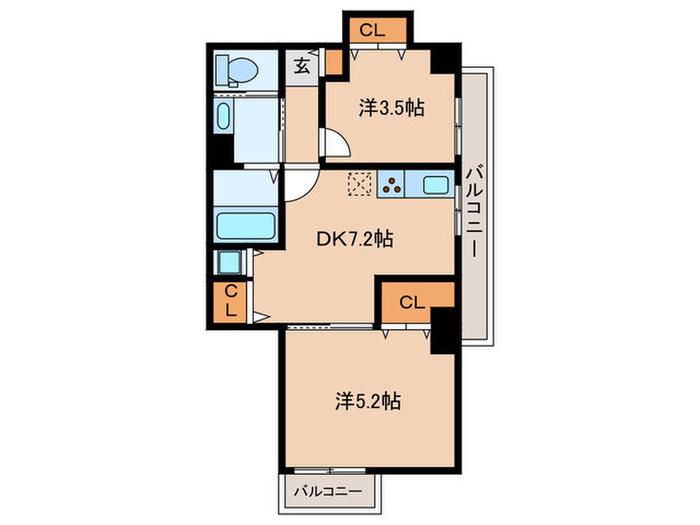 朝日北千束マンション(2DK/1階)の間取り写真