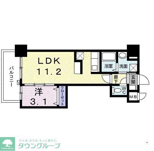 ルピナス天神(1LDK/2階)の間取り写真