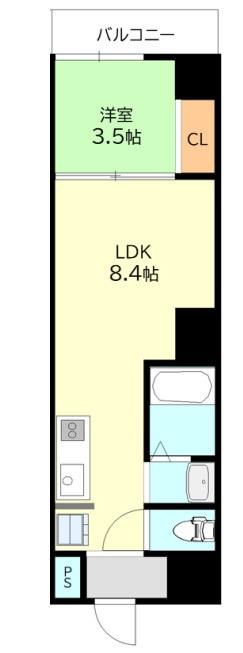 GARDENIA堺東(1LDK/4階)の間取り写真
