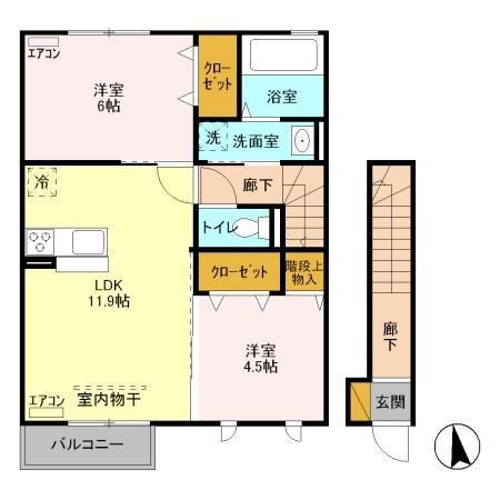 キャピタル(2LDK/2階)の間取り写真