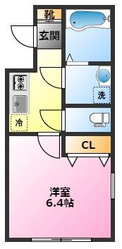 TRYM武蔵小杉(1K/1階)の間取り写真