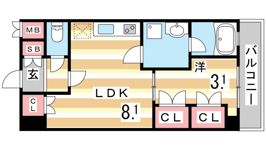 アバンダントハウス(1LDK/2階)の間取り写真