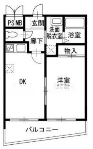 グランドマークコート(1DK/4階)の間取り写真