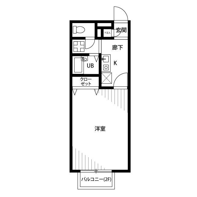アムールCLEF(1K/2階)の間取り写真