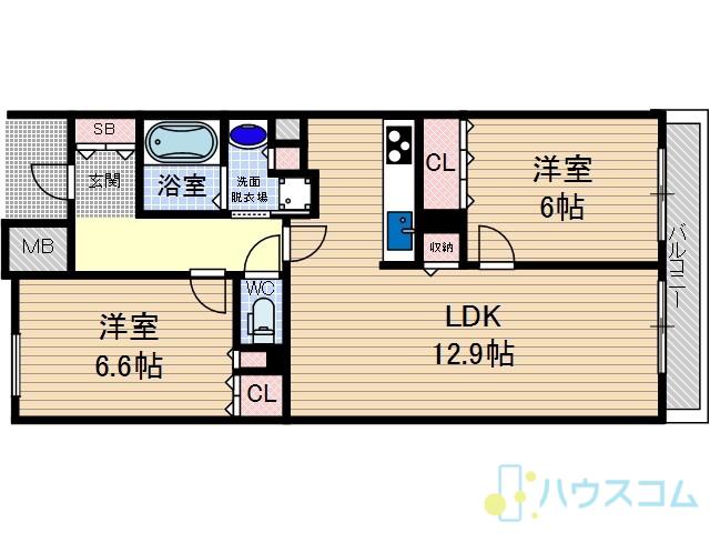 UURコート茨木東中条(2LDK/5階)の間取り写真