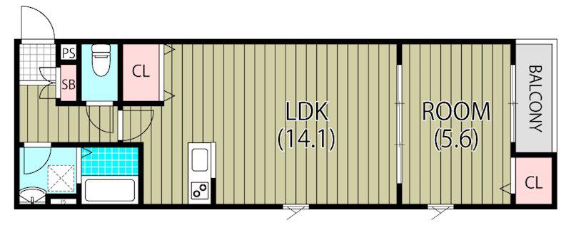 セジュール元町(1LDK/2階)の間取り写真