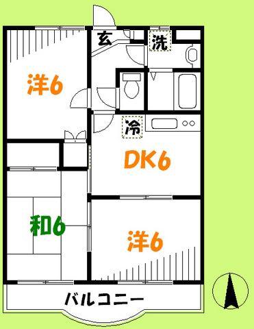 エスポワール(3DK/3階)の間取り写真