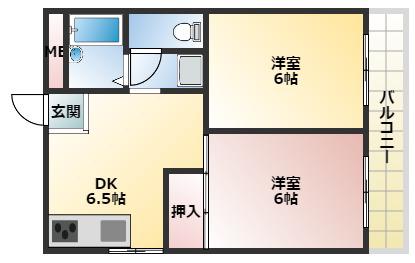 ウィステリア神戸西(2DK/2階)の間取り写真