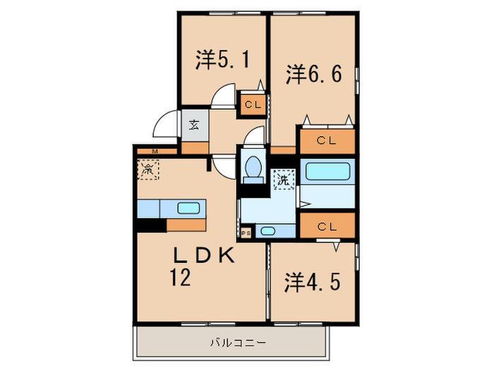 セジュール三代(3LDK/1階)の間取り写真
