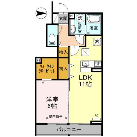 BREEZE谷塚(1LDK/1階)の間取り写真