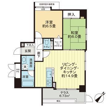 ライオンズマンション米ヶ袋二丁目(2LDK/1階)の間取り写真