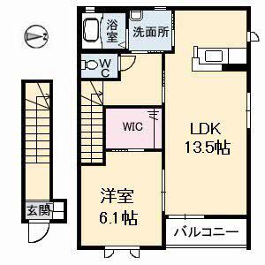 グランドール春日(1LDK/2階)の間取り写真