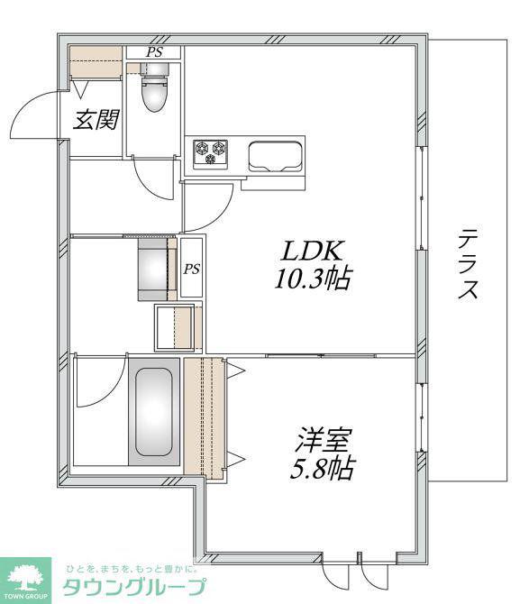 新石川1丁目メゾン西棟(1LDK/1階)の間取り写真