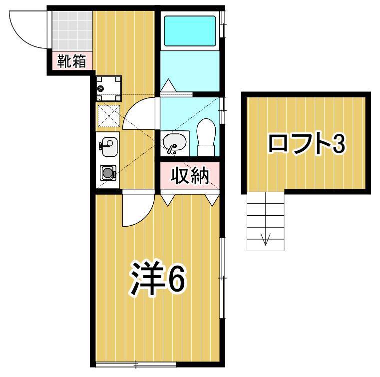 LOHAS(1K/2階)の間取り写真
