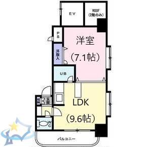 メープル円山(1LDK/7階)の間取り写真