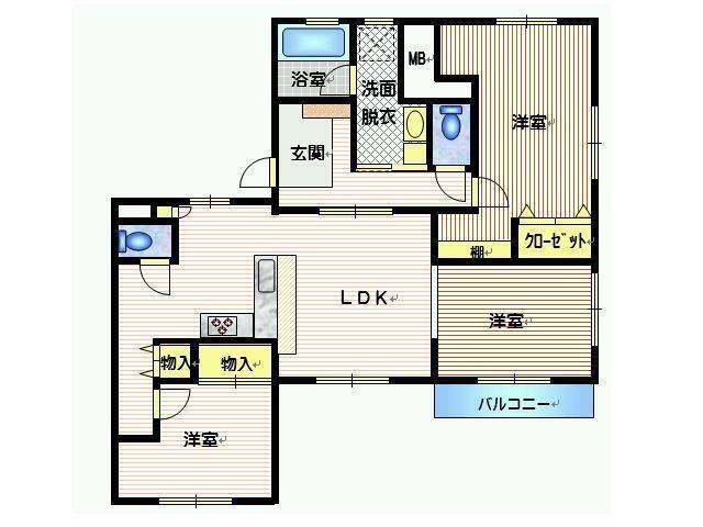 サン・ルミエール(3LDK/1階)の間取り写真