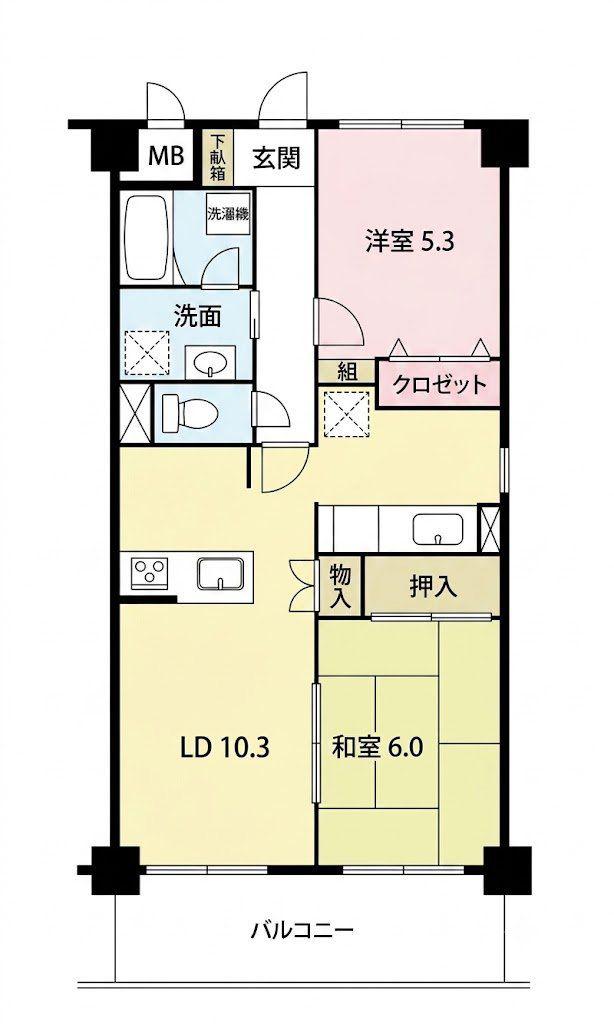 フォンターナ秋津(2LDK/3階)の間取り写真