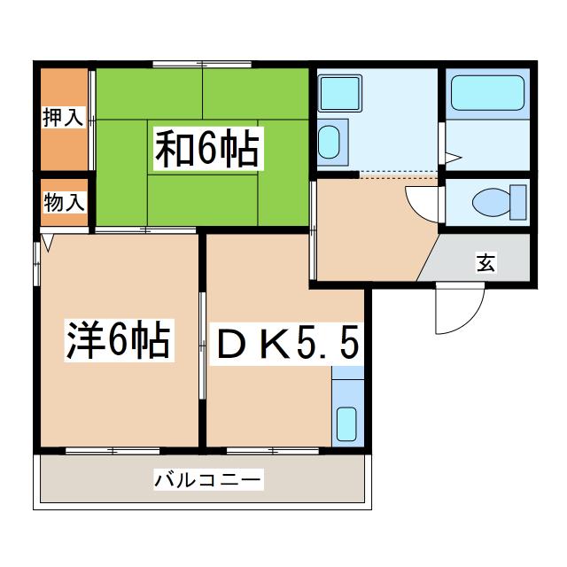 ドミールA(2DK/1階)の間取り写真