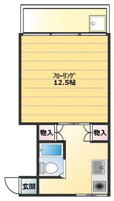 サイワイハイム(1K/2階)の間取り写真