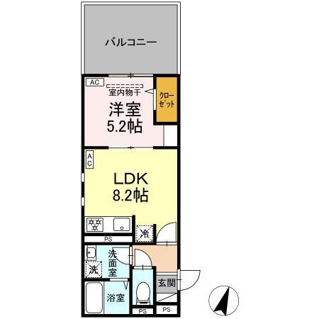 セレスティア鷺宮II(1LDK/3階)の間取り写真