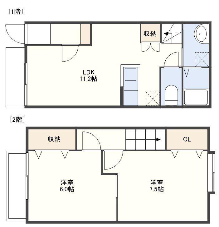 PALM HILLS(2LDK/1階)の間取り写真