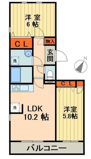 レグルス・イソラ(2LDK/1階)の間取り写真