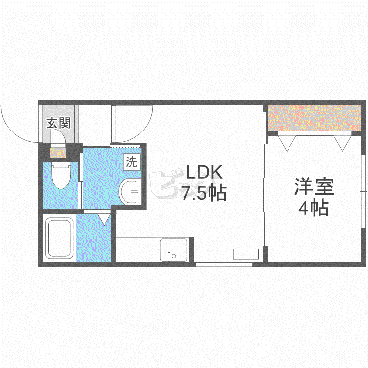 ラフィーネ南15条(1LDK/5階)の間取り写真