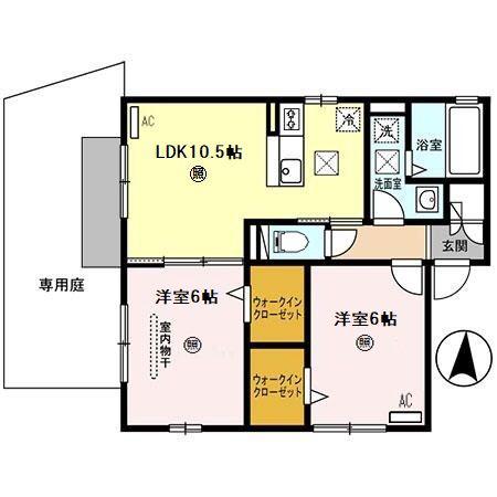 リアン・太田(2LDK/1階)の間取り写真