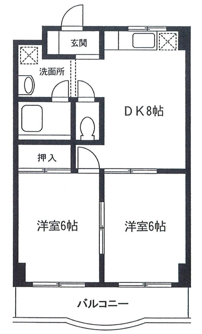 コモラード橋本(2DK/2階)の間取り写真