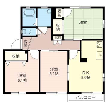 ローゼンハイム湘南D(3DK/1階)の間取り写真