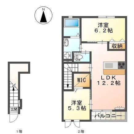 ハレクラニ(2LDK/2階)の間取り写真