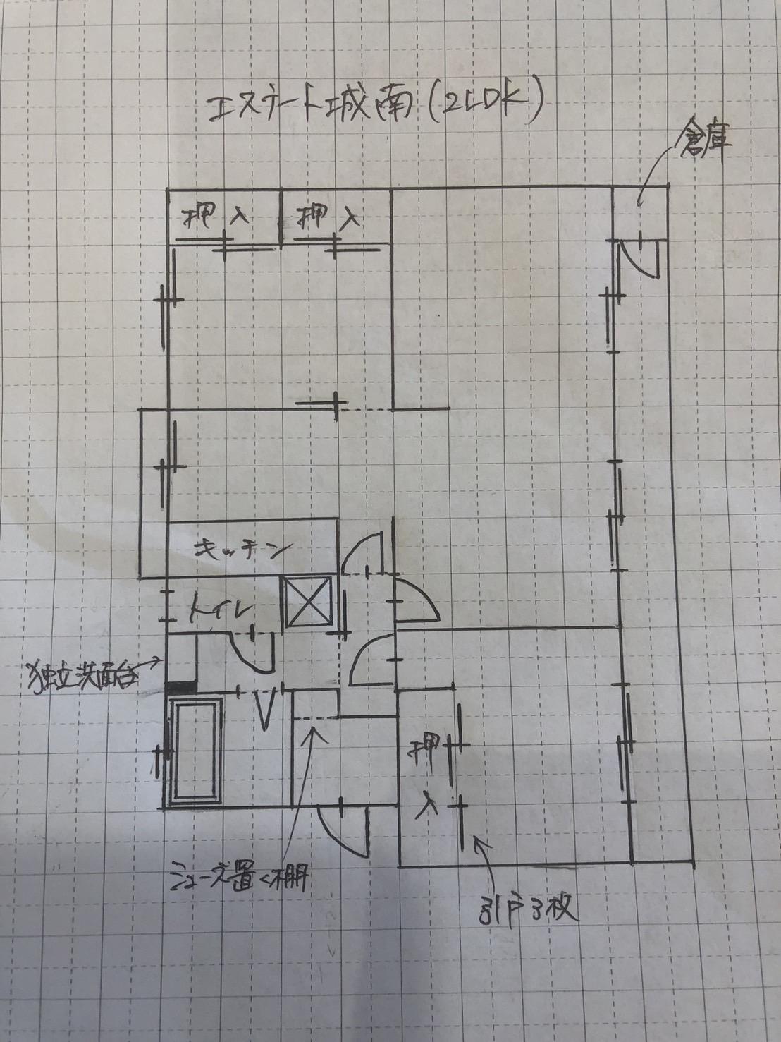 エステート城南B(2LDK/2階)の間取り写真