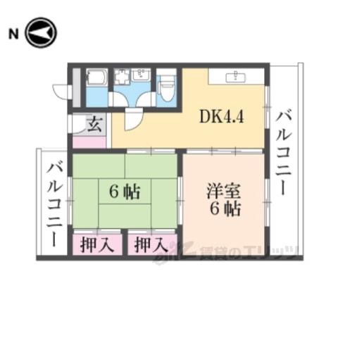 ヴィラひばりが丘(2DK/3階)の間取り写真